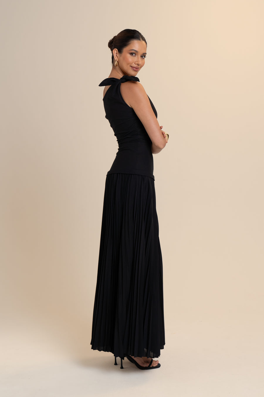 OPHELIA ASYMMETRICAL TIE SHOULDER DRESS