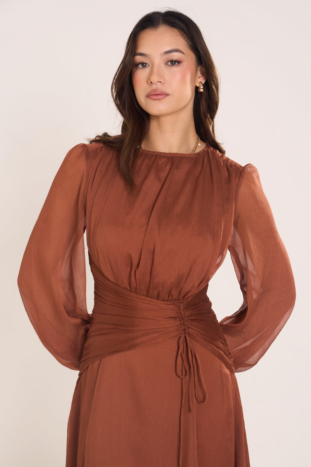 Lunara Long Sheer Sleeve Maxi Dress – All About May